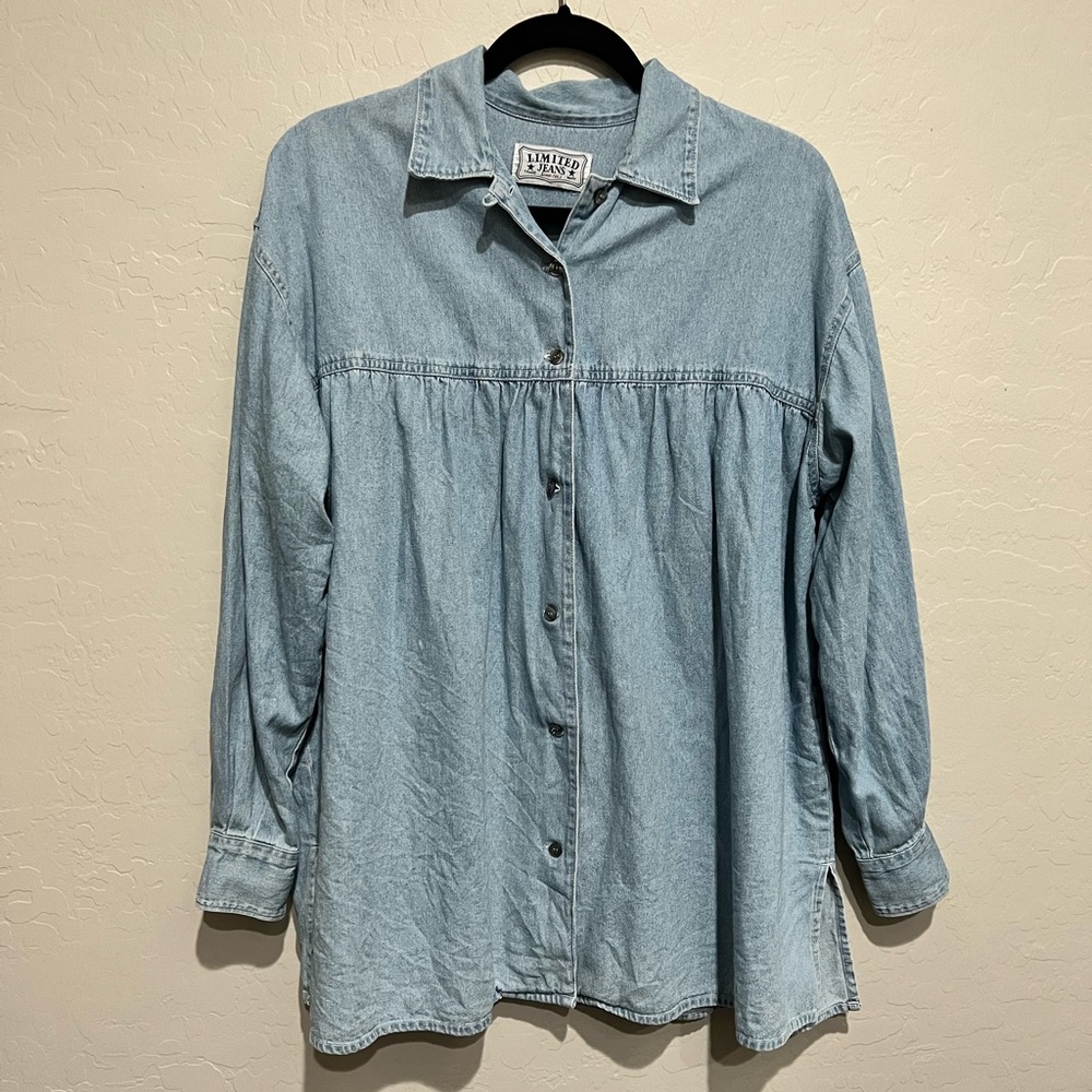 Vintage 80s/90s Limited Jeans Denim Top with Feminine Details, Size Medium